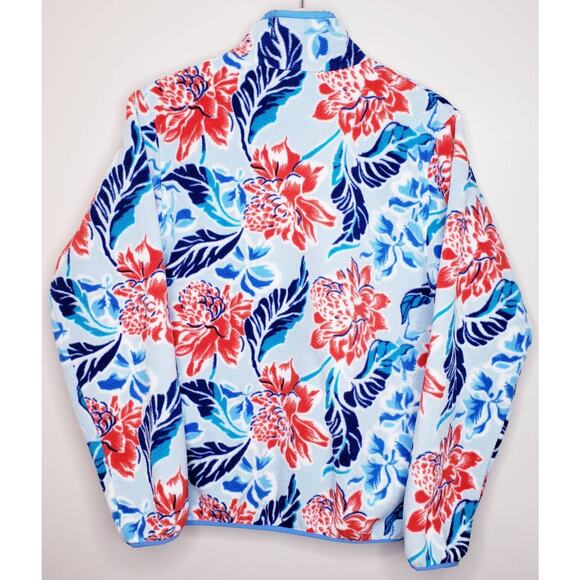 PATAGONIA SYNCHILLA Women's M Blue Floral Hawaiian Manoa Fleece 1/4 Snap Jacket - Picture 5 of 11